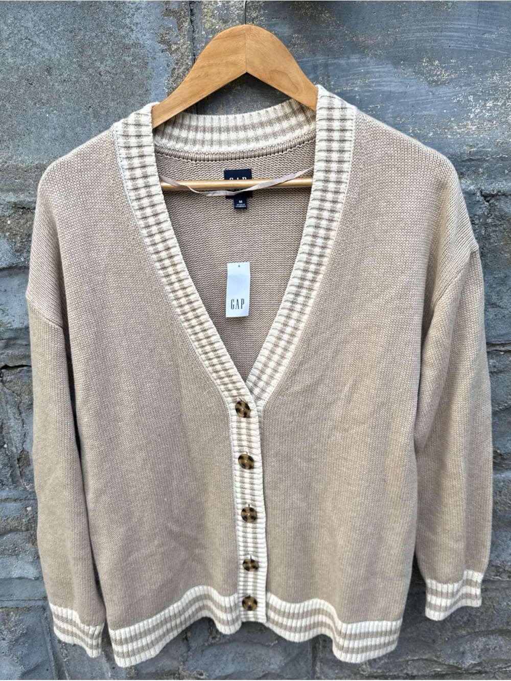 Vintage Gap Cardigan Sweater Women’s M Beige Fisherman Academia Cottagecore NWT